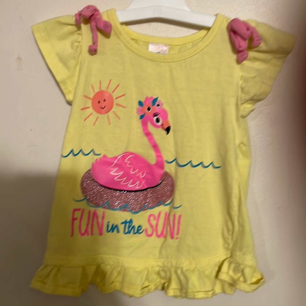Girls 3t swiggles yellow fun in the sun flamingo top